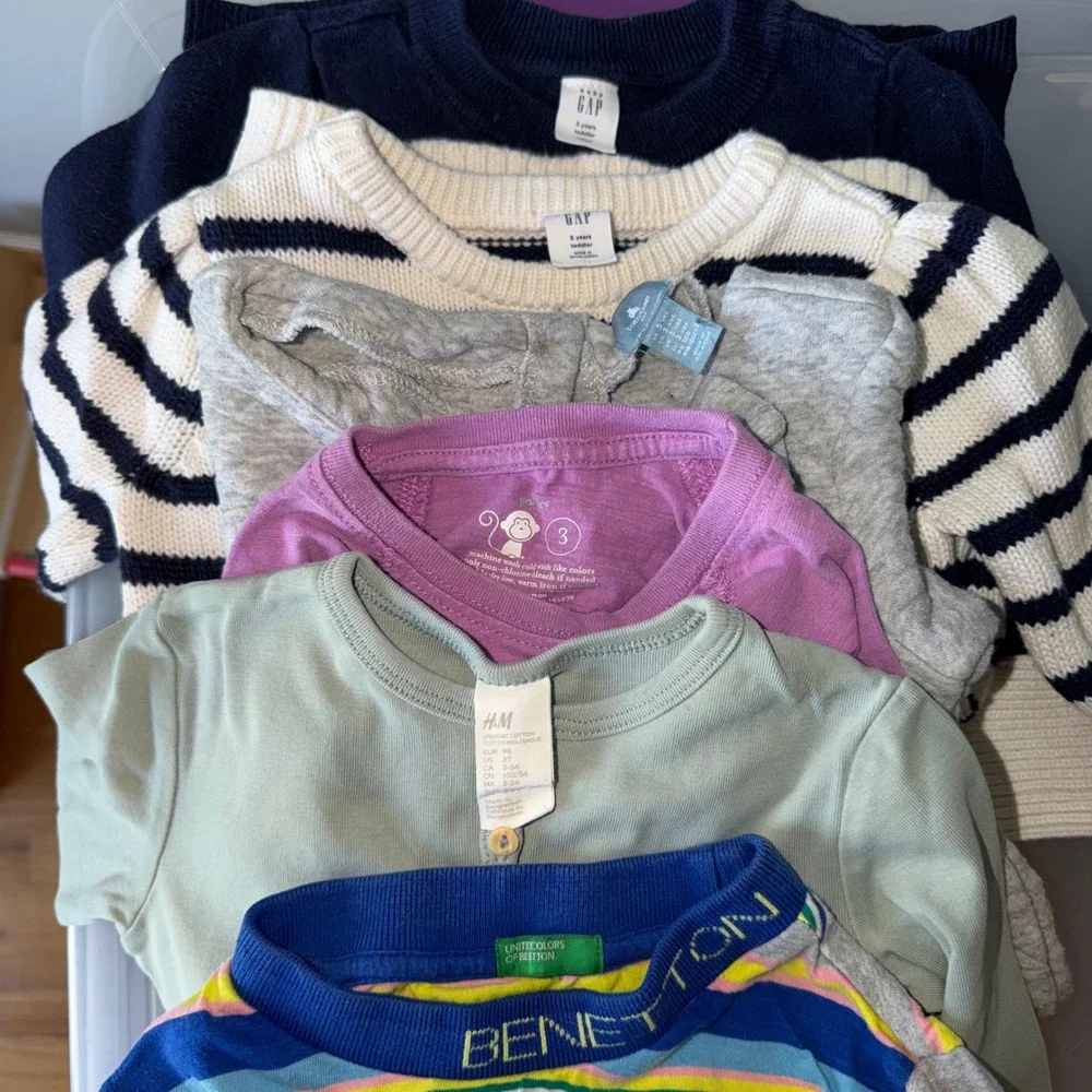 Toddler Girls 6pc Lot Gap H&M Benetton Primary Tops Dress Sweater 3T Fall Bundle